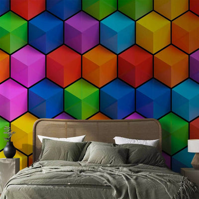 3D Wall Murals - combination of colorful figures with 3D effect, 91986 G-ART