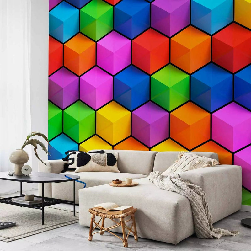 3D Wall Murals - combination of colorful figures with 3D effect, 91986 G-ART