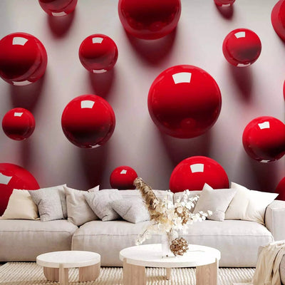 Modern Wall Murals with 3D optical illusion - Red balls - 91933 G-ART