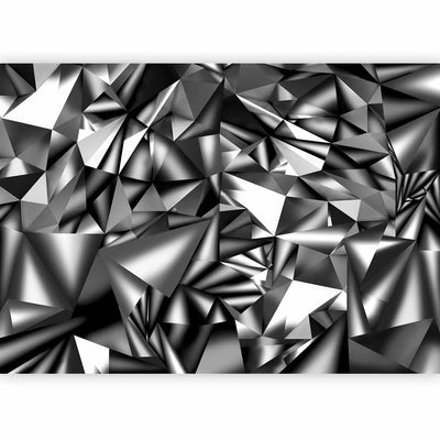 Dark Wall Murals with 3D optical illusion - Silver geometry - 93042G-ART