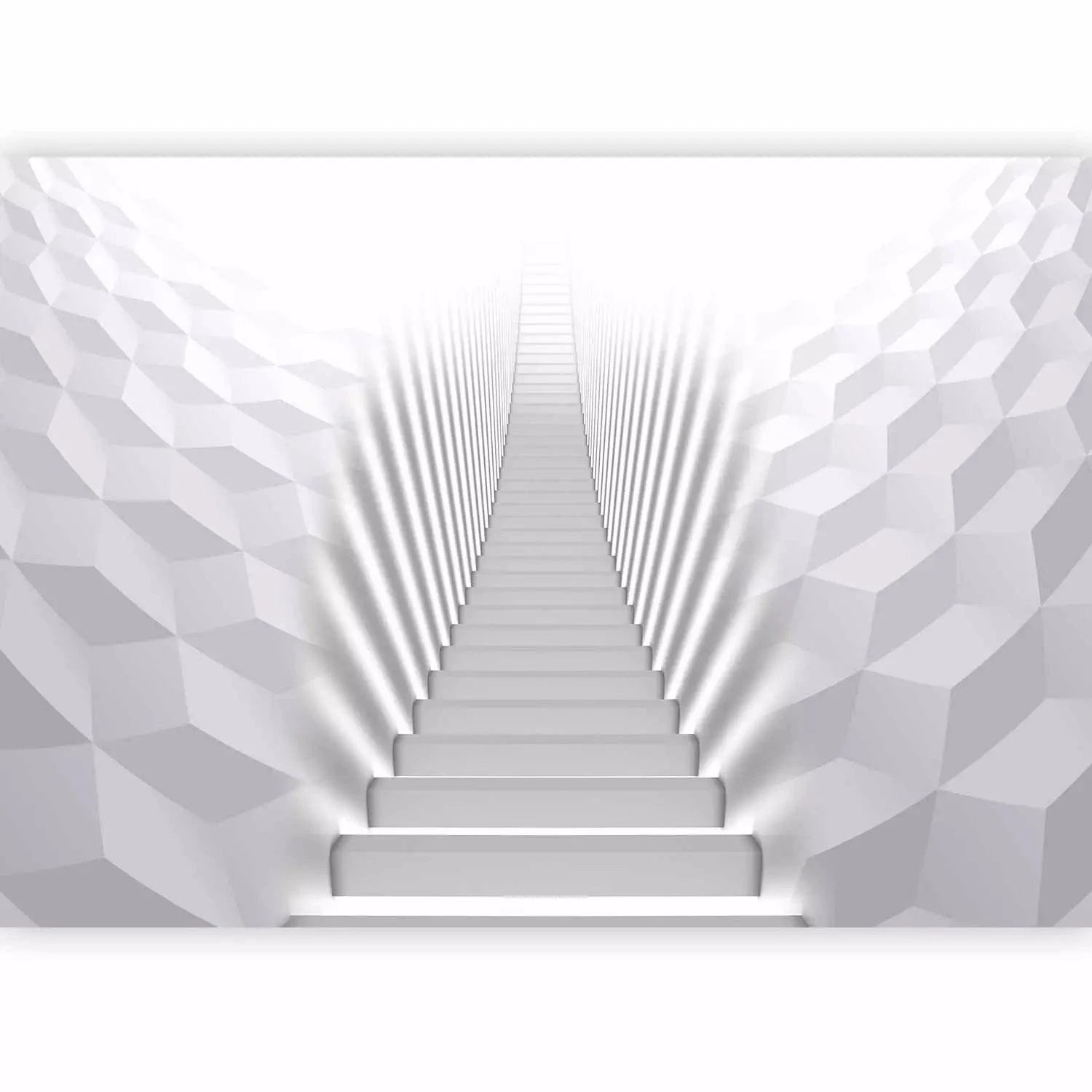 Fototapetes ar 3D rakstu baltā krāsā - Baltas kāpnes, 62109 Tapetenshop.lv