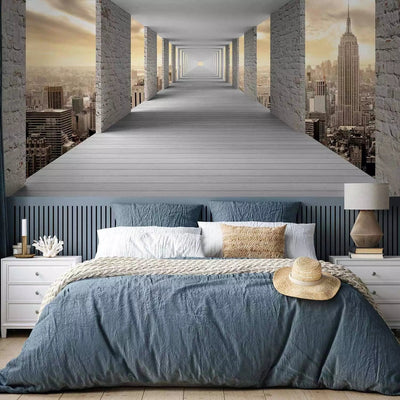 Wall Murals with a long corridor above New York skyscrapers, 64472 G-art