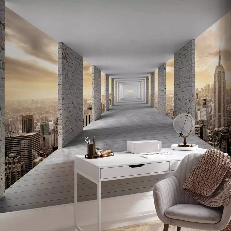 Wall Murals with a long corridor above New York skyscrapers, 64472 G-art