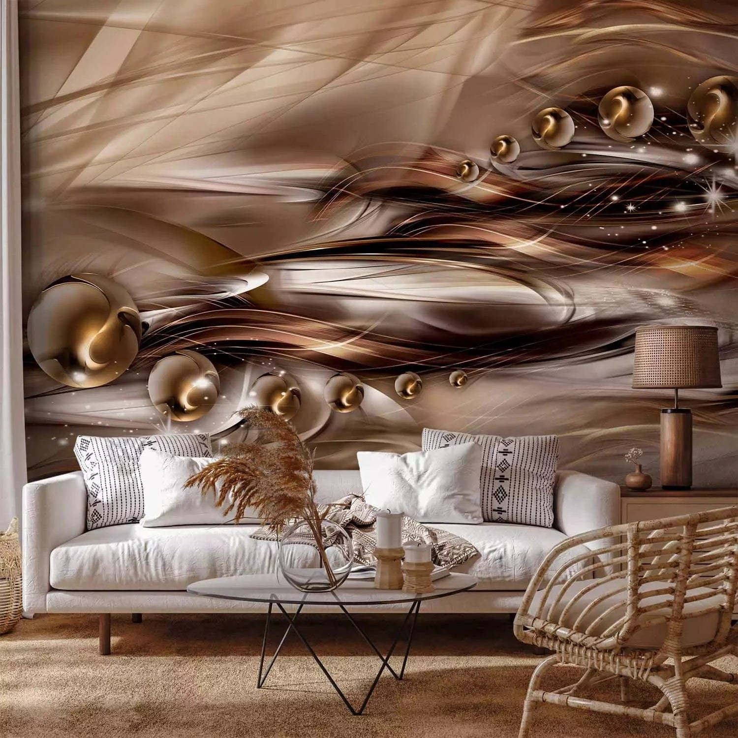 Fototapetes ar abstrakciju brūnos toņos - modernā interjerā G-ART