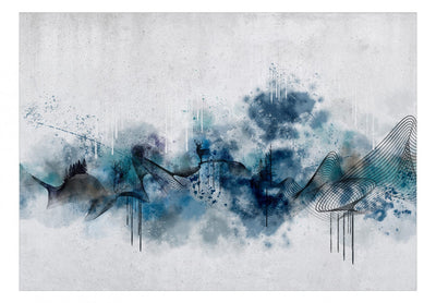 Fototapetes ar abstrakciju zilā krāsā - Meža ēna, 138138 G-ART