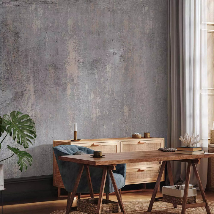 Fototapetes - gaiši pelēka betona tekstūras fons ar zelta mirdzumu G-ART