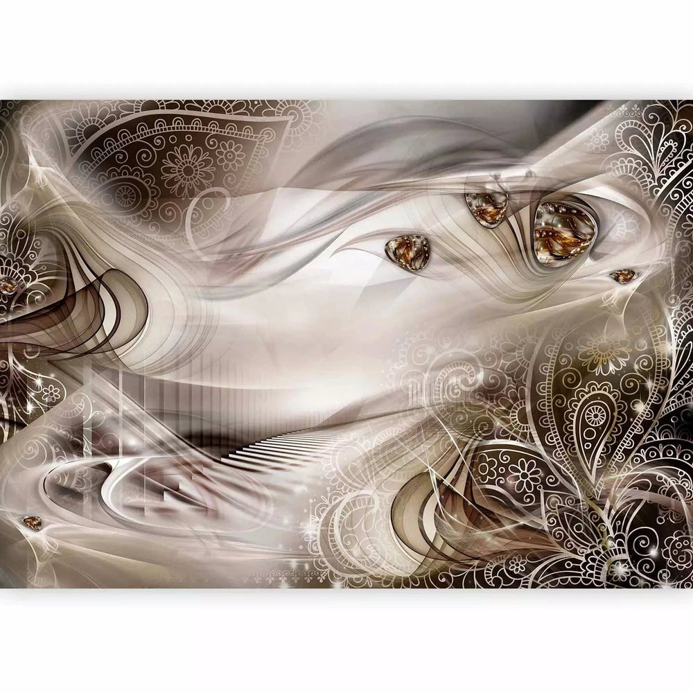 Fototapetes ar abstrakta rakstu - Ornaments, taupe krāsā G-ART