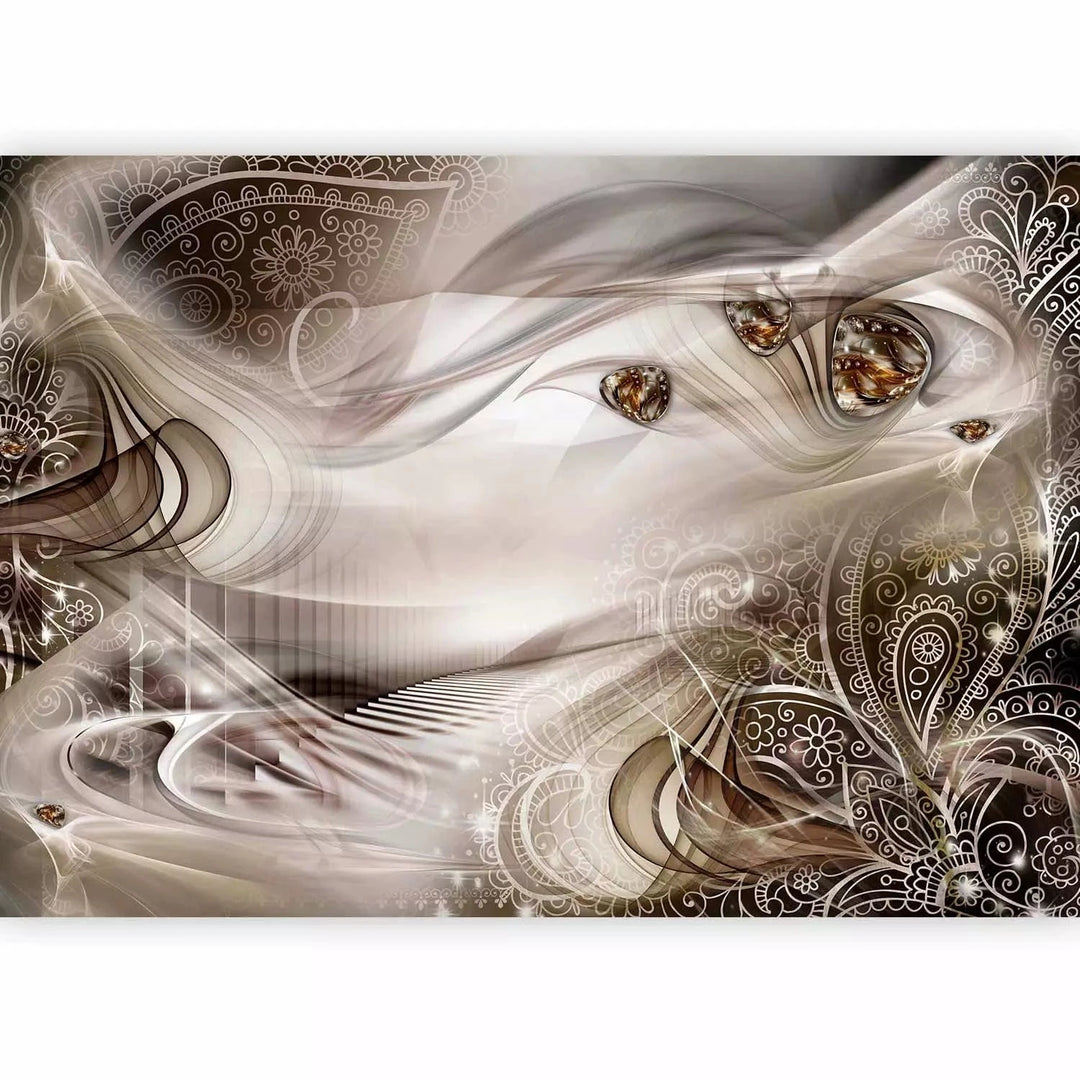 Fototapetes ar abstrakta rakstu - Ornaments, taupe krāsā G-ART