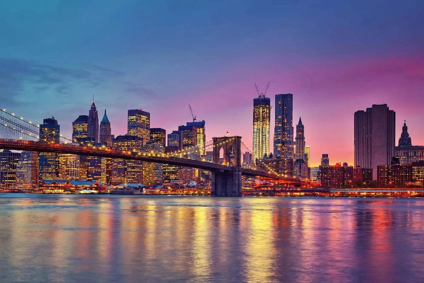 Fototapetes ar ASV tematiku - Manhattan krēslas laikā, violeta D-ART