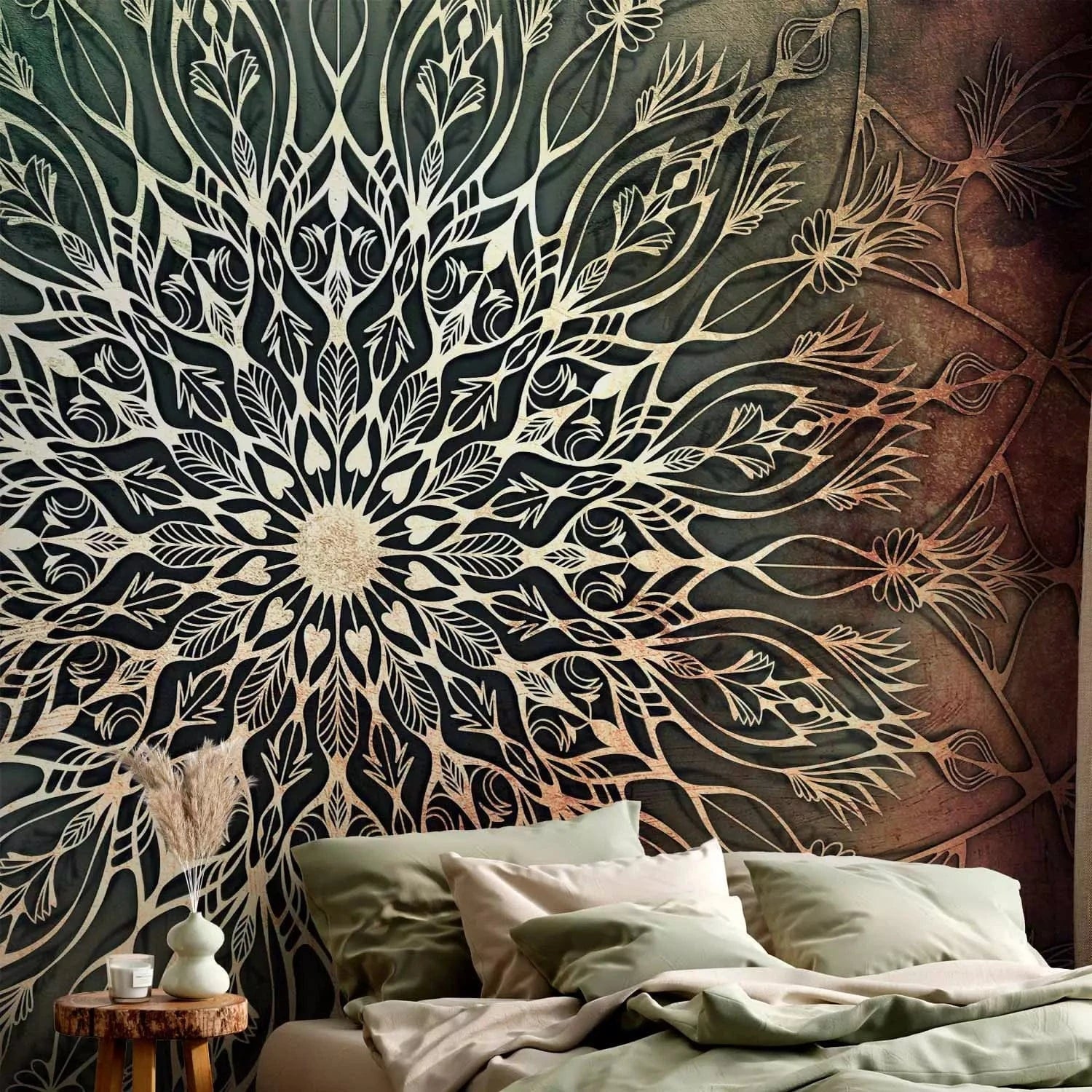 Fototapetes ar austrumu ornamentu - Mandala zaļā krāsā  G-ART