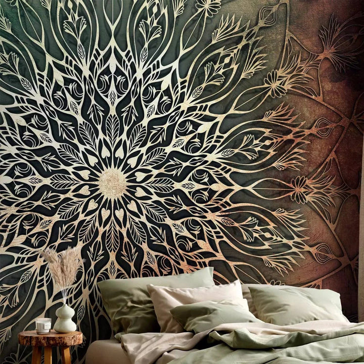 Fototapetes ar austrumu ornamentu - Mandala zaļā krāsā  G-ART