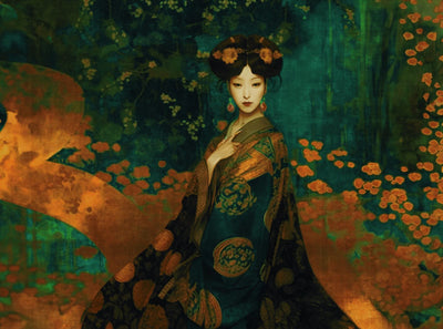 Fototapetes ar austrumu stilā ar sievieti tradicionāla japāņu tērpa, 371 x 280 cm AS Creation