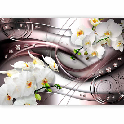 Fototapeet valgete orhideedega abstraktsel pruunil taustal - 60106 g -art