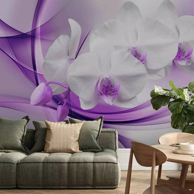 Wall Murals with white orchids on a purple background, 61863 g-art