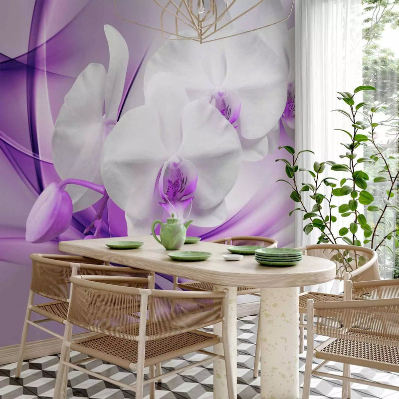 Wall Murals with white orchids on a purple background, 61863 g-art