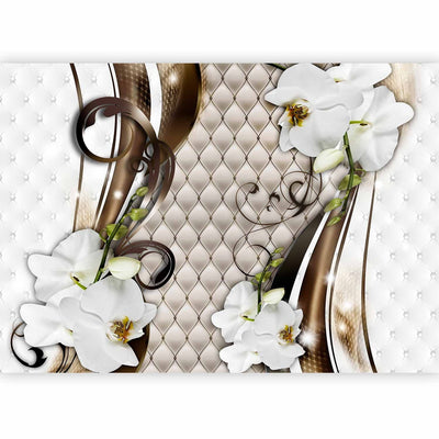 Valokuvatapetti valkoisilla orkideoilla - kultainen polku, 59710 g -t