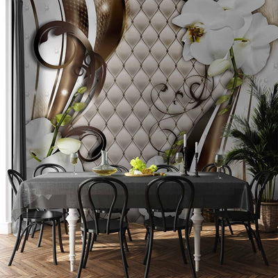 Wall Murals with white orchids - golden trail, 59710 g -art