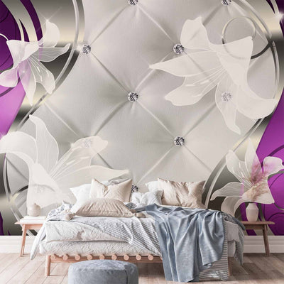 Wall Murals with white flowers - Violet Vision, 60134 G -Art