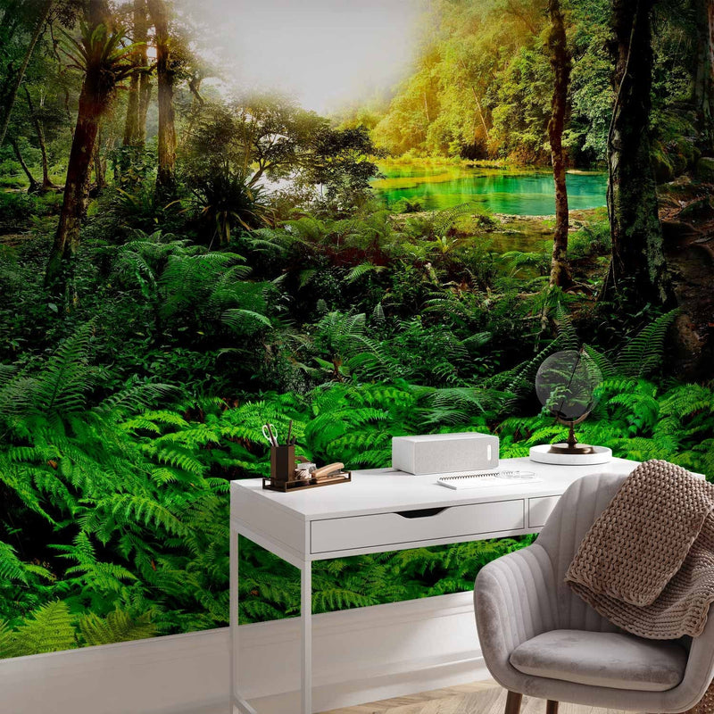 Wall Murals with nature in the living room - landscape with tropical jungle - 60505 G -art