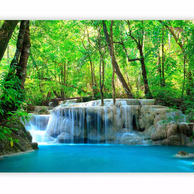 Wall Murals with a waterfall flowing through the depths of the jungle, 60028 G-ART