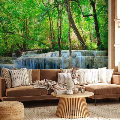 Wall Murals with a waterfall flowing through the depths of the jungle, 60028 G-ART