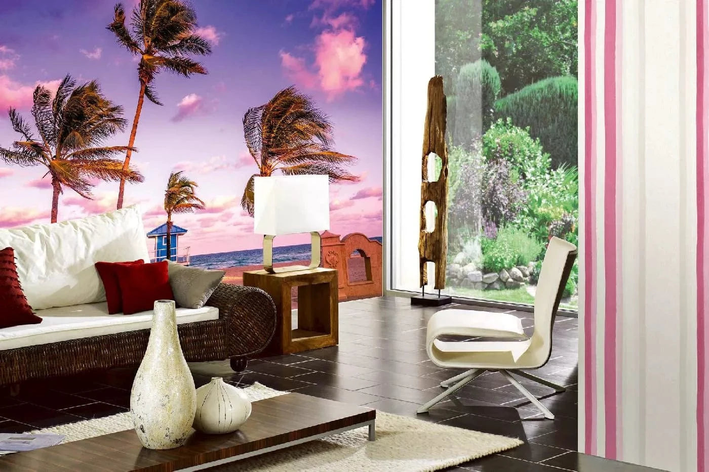 Fototapetes ar dabu - Holivudas pludmale, violetos toņos D-ART