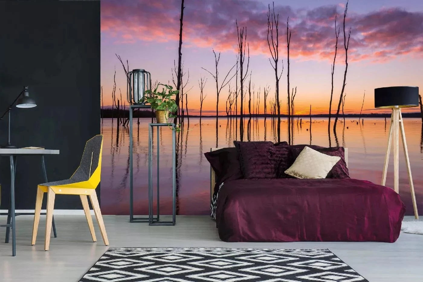 Fototapetes ar dabu - Manasquan ūdenskrātuve, violetos toņos D-ART