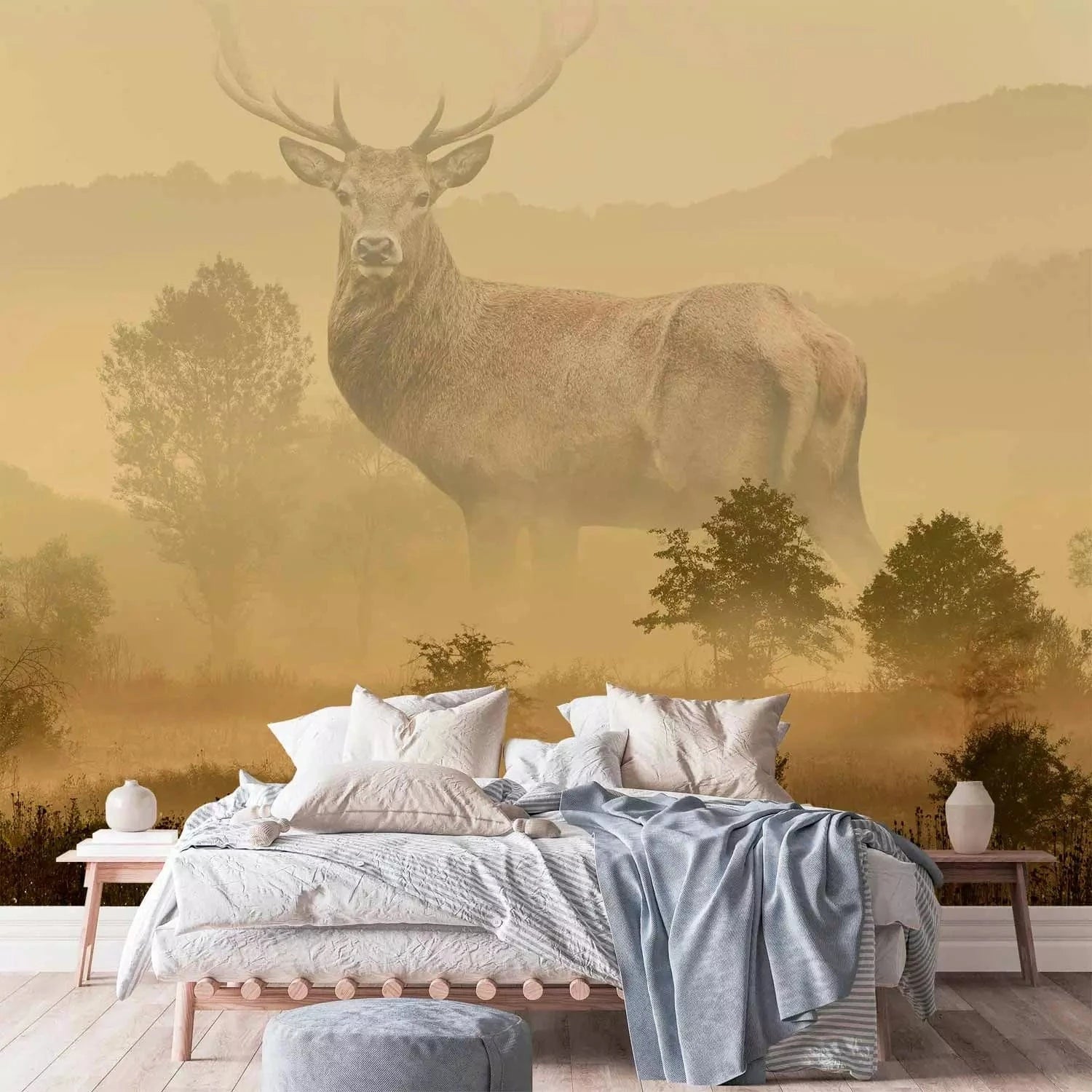 Fototapetes ar dabu - Milzīgs briedis - dzeltenos toņos G-ART