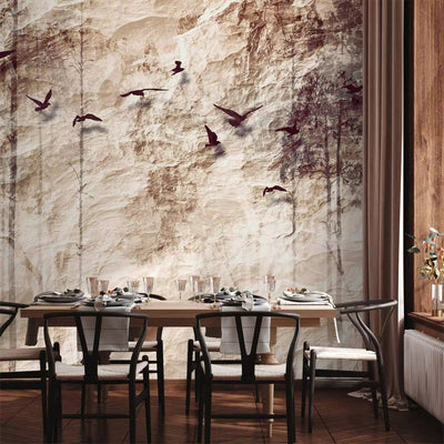 Wall Murals with nature and birds on a beige background - Paper nature, 64116 G-ART