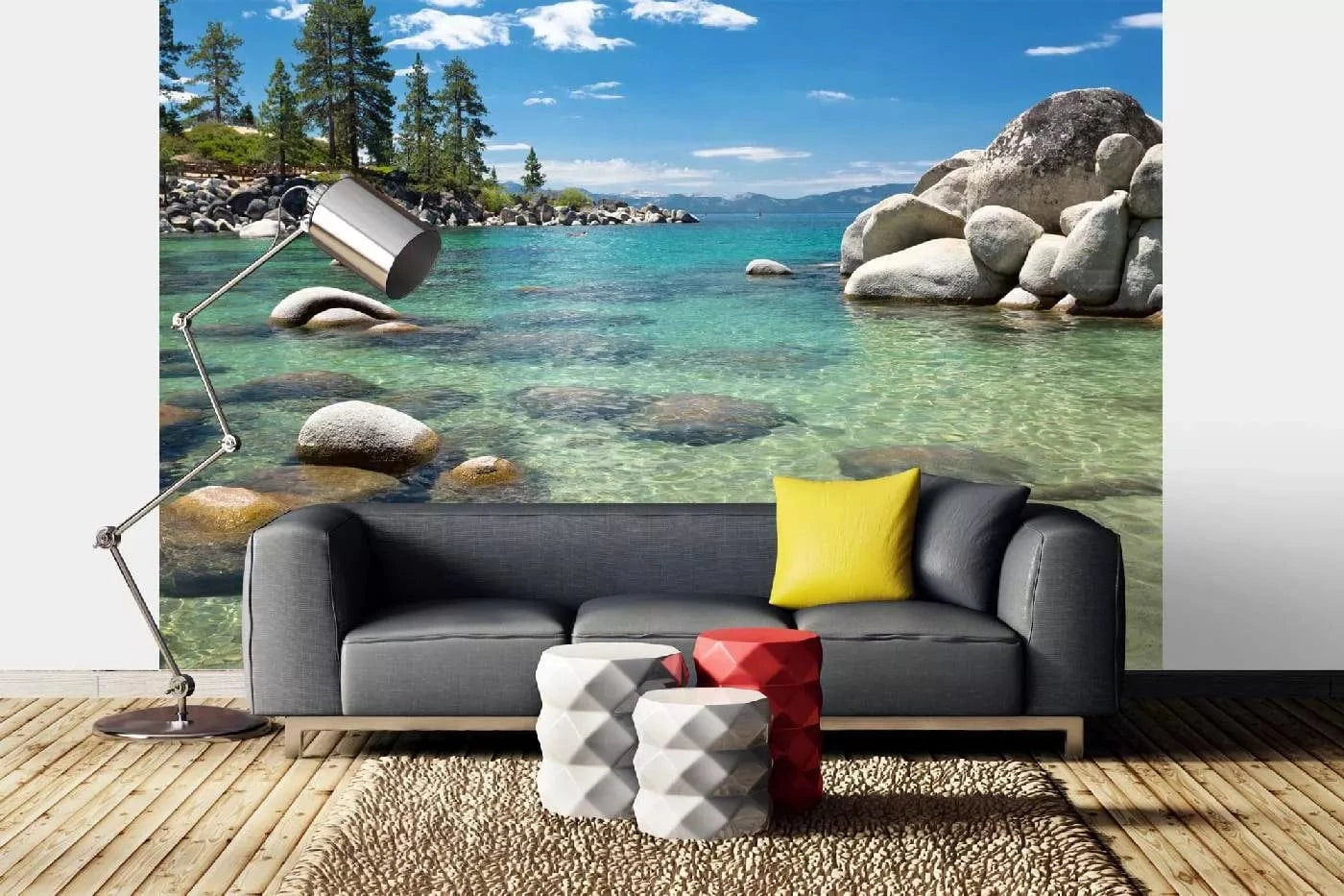 Fototapetes ar dabu - Skats uz Tahoe ezeru, zilā krāsā D-ART