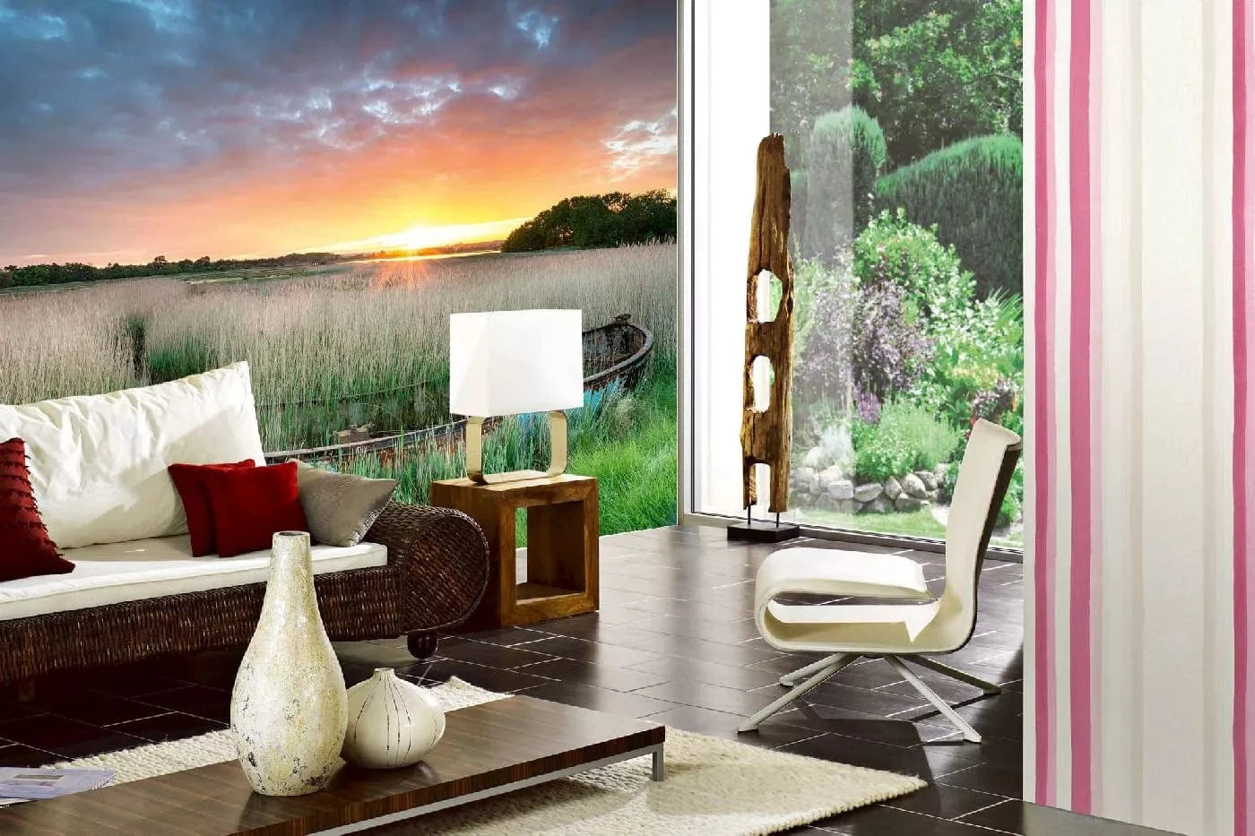 Fototapetes ar dabu - Vecā laiva, zaļā D-ART