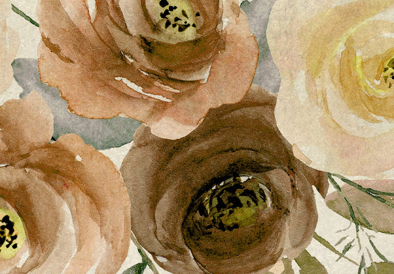 Fototapetes ar gleznotam rozēm gaiši dzeltenā krāsā, 143102 G-ART