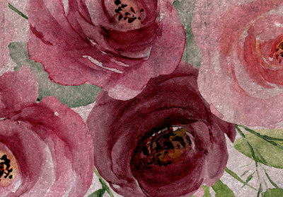 Fototapetes ar gleznotam rozēm, roza un zilos toņos, 143103 G-ART