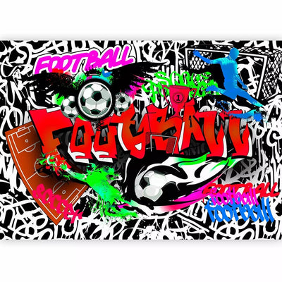 Fototapetai - graffiti su spalvotu tekstu ir futbolo motyvu, 88923G-ART