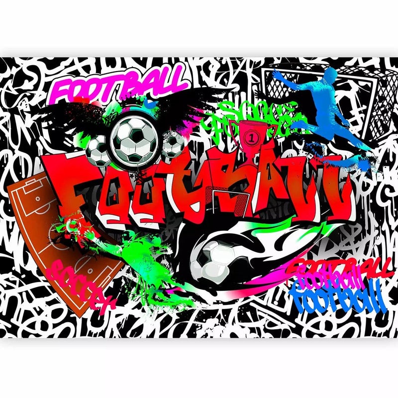 Wall Murals - graffiti with colorful text and football motif, 88923G-ART