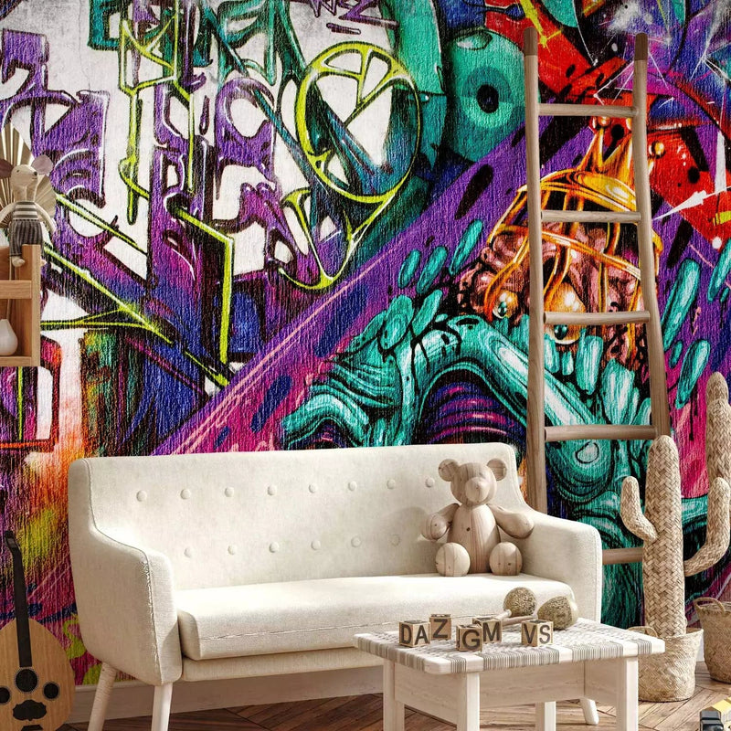 Wall Murals - colorful graffiti in purple with a goblin figure, 92256 G-ART