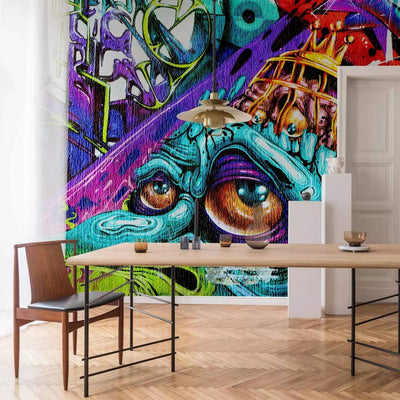 Colorful Wall Murals for a teenager with graffiti and a blue goblin, 92257G-ART