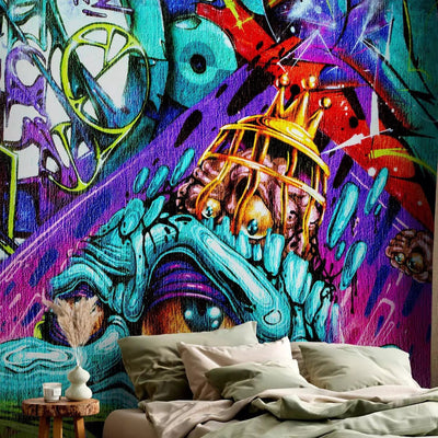 Colorful Wall Murals for a teenager with graffiti and a blue goblin, 92257G-ART