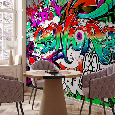 Adolescent Wall Murals with graffiti and inscriptions, 64601g-art