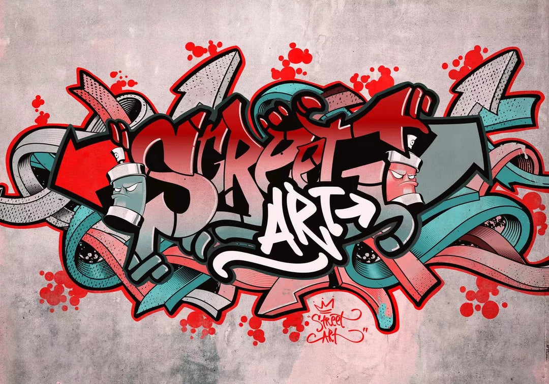 Fototapetes ar graffiti Street art sarkanos un rozā toņos G-ART