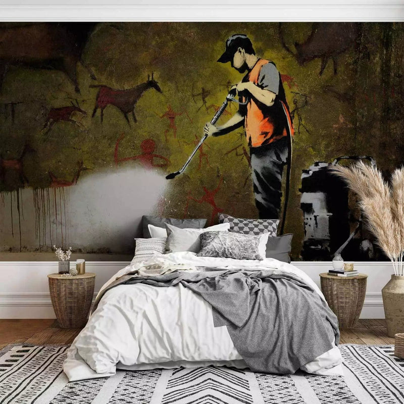 Wall Murals with graffiti in Banksy style - Cave -62300 G-ART