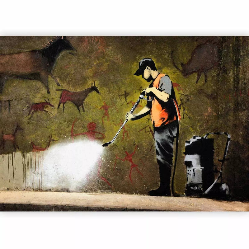 Valokuvatapetti graffitilla Banksy-tyyliin - Cave -62300 G-ART