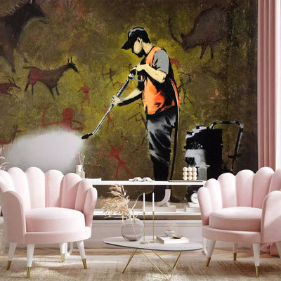 Wall Murals with graffiti in Banksy style - Cave -62300 G-ART