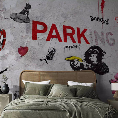 Fototapetai su graffiti Banksy stiliumi - Diversity, 65711, pilka G-ART