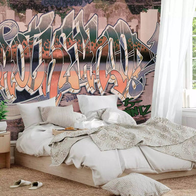 Wall Murals with graffiti inscriptions on the wall brown, 64254 G-art