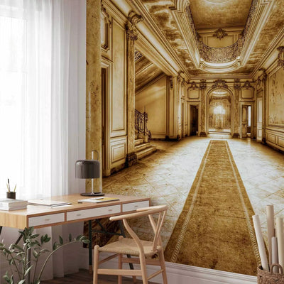 Wall Murals with hall and marble floor in brown tones - 60202G-ART