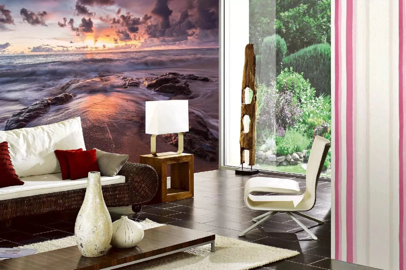 Fototapetes ar skaistu ainavu - Jūras viļņi, violetos toņos D-ART