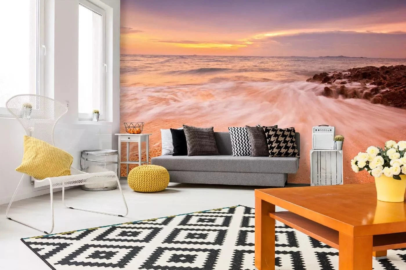 Fototapetes ar skaistu ainavu - Saulriets jūrā - mierīgai atmosfērai D-ART