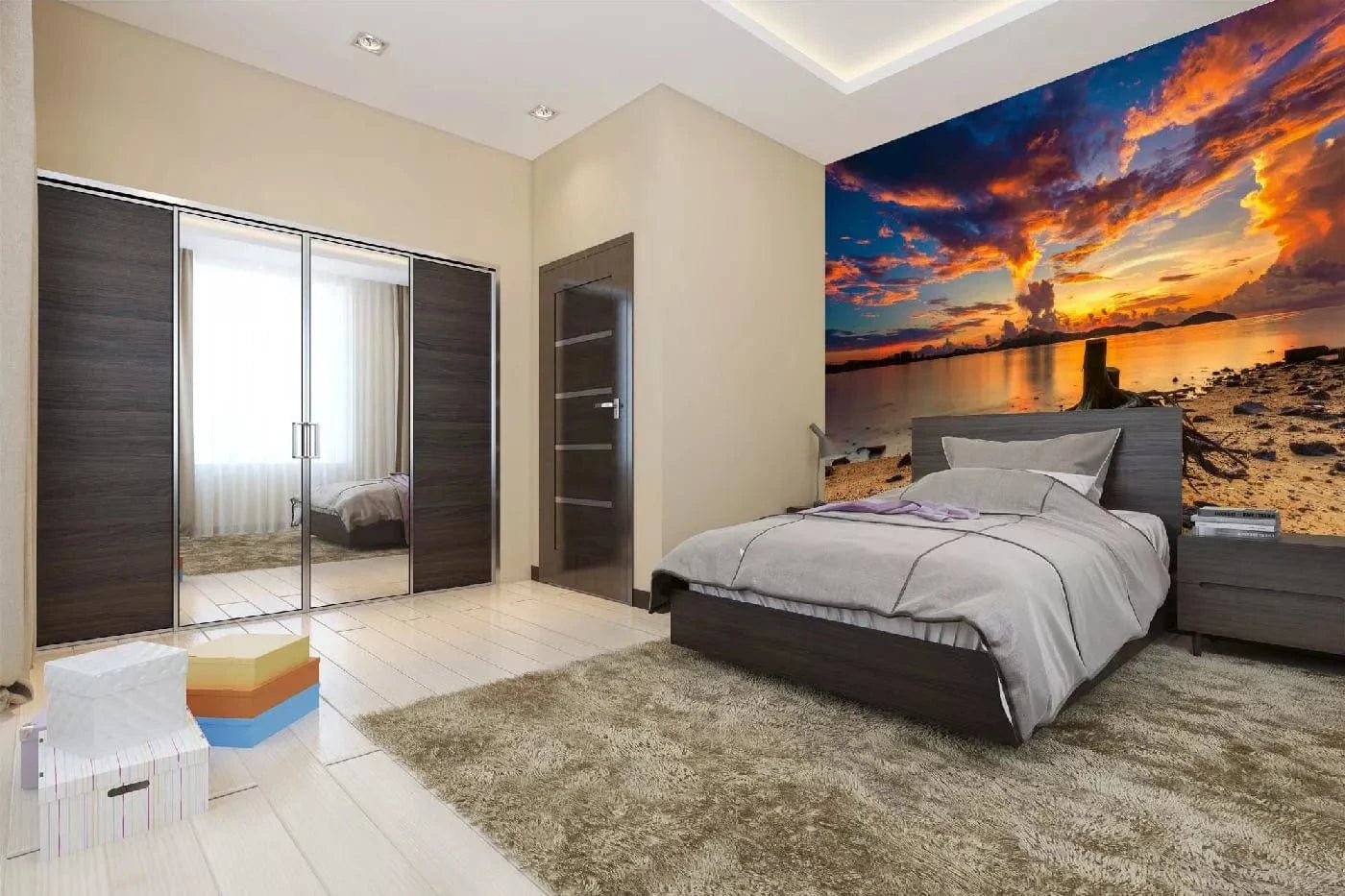 Fototapetes ar skaistu ainavu - Zelta saullēkts jūrā - košas krāsas D-ART