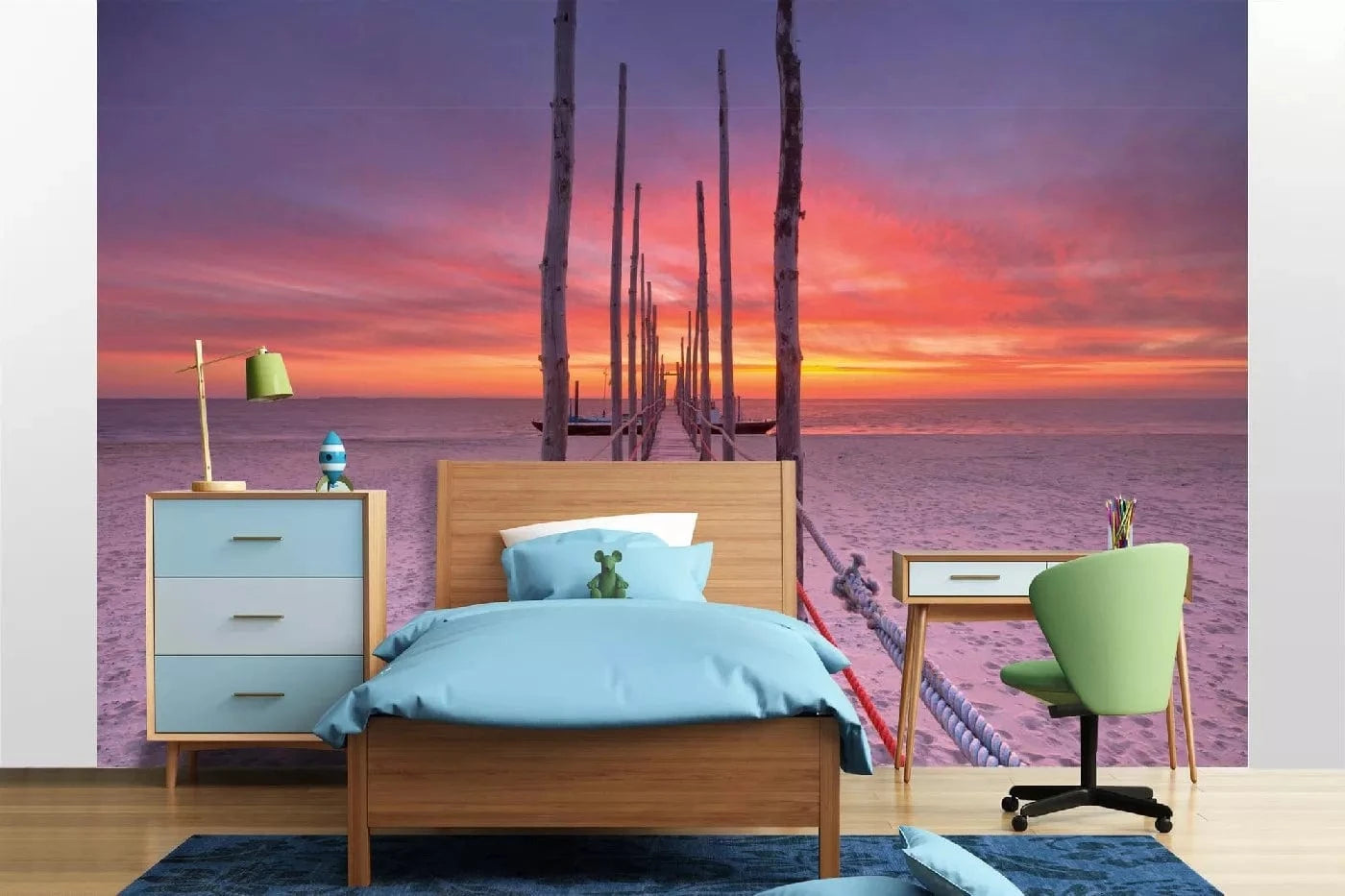 Fototapetes ar jūras skatu - Iespaidīgs saullēkts, violetos toņos D-ART